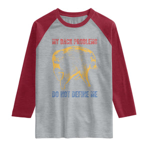 Funny Jimothy Meme Back Pain Humor Raglan Shirt My Back Problems Do Not Define Me Viral Seattle Raccoon
