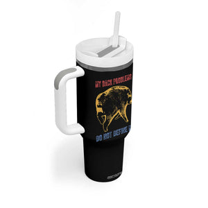 Funny Jimothy Meme Back Pain Humor Tumbler With Handle My Back Problems Do Not Define Me Viral Seattle Raccoon