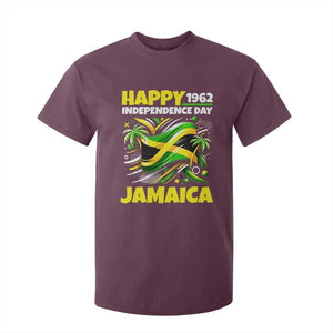 Happy Jamaican Independence Day 1962 Graphic T Shirt For Kid Jamaica Waving Flag and Palm Trees Caribbean Pride