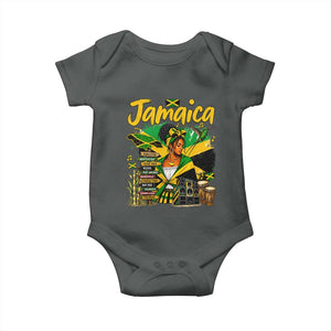 Proud Jamaican Queen Jamaica Roots Heritage Baby Onesie Doctor Bird and Island Landmarks Graphic