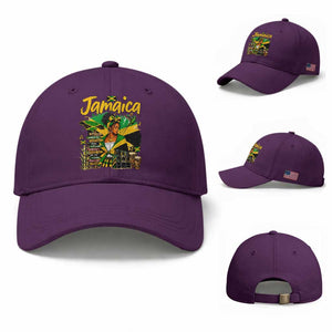 Proud Jamaican Queen Jamaica Roots Heritage Baseball Cap Doctor Bird and Island Landmarks Graphic