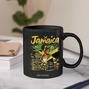 Proud Jamaican Queen Jamaica Roots Heritage Coffee Mug Doctor Bird and Island Landmarks Graphic