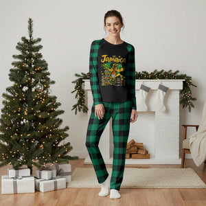 Proud Jamaican Queen Jamaica Roots Heritage Plaid Pajama Set Doctor Bird and Island Landmarks Graphic