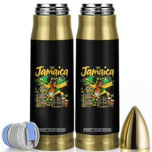 Proud Jamaican Queen Jamaica Roots Heritage Bullet Tumbler Doctor Bird and Island Landmarks Graphic