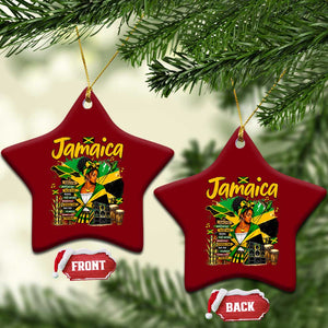 Proud Jamaican Queen Jamaica Roots Heritage Ceramic Ornament Doctor Bird and Island Landmarks Graphic