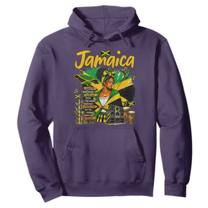 Proud Jamaican Queen Jamaica Roots Heritage Hoodie Doctor Bird and Island Landmarks Graphic