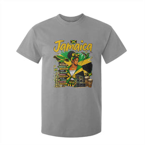 Proud Jamaican Queen Jamaica Roots Heritage T Shirt For Kid Doctor Bird and Island Landmarks Graphic
