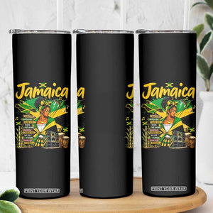 Proud Jamaican Queen Jamaica Roots Heritage Skinny Tumbler Doctor Bird and Island Landmarks Graphic
