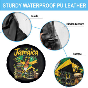 Proud Jamaican Queen Jamaica Roots Heritage Spare Tire Cover Doctor Bird and Island Landmarks Graphic
