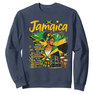 Proud Jamaican Queen Jamaica Roots Heritage Sweatshirt Doctor Bird and Island Landmarks Graphic
