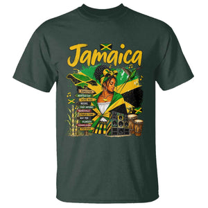 Proud Jamaican Queen Jamaica Roots Heritage T Shirt Doctor Bird and Island Landmarks Graphic