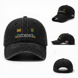 Jamaica Bobsled 1988 Sports Jersey Style Washed Cotton Baseball Cap Retro Winter Games Team Island Jamaican Pride
