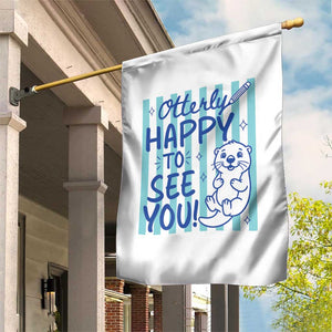 Cute Otter Pun Back To School Retro Preppy Garden Flag Otterly Happy To See You