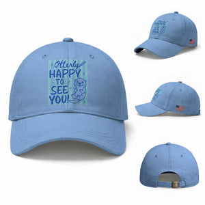 Cute Otter Pun Back To School Retro Preppy Baseball Cap Otterly Happy To See You