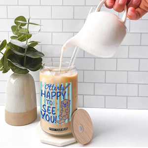 Cute Otter Pun Back To School Retro Preppy Glass Can Otterly Happy To See You