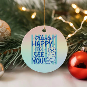 Cute Otter Pun Back To School Retro Preppy Ceramic Ornament Otterly Happy To See You