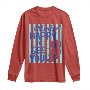 Cute Otter Pun Back To School Retro Preppy Long Sleeve Shirt Otterly Happy To See You