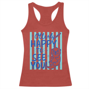 Cute Otter Pun Back To School Retro Preppy Racerback Tank Top Otterly Happy To See You