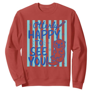 Cute Otter Pun Back To School Retro Preppy Sweatshirt Otterly Happy To See You