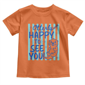 Cute Otter Pun Back To School Retro Preppy Toddler T Shirt Otterly Happy To See You