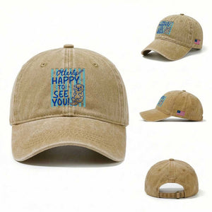 Cute Otter Pun Back To School Retro Preppy Washed Cotton Baseball Cap Otterly Happy To See You