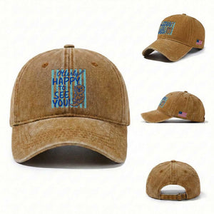 Cute Otter Pun Back To School Retro Preppy Washed Cotton Baseball Cap Otterly Happy To See You