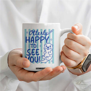 Cute Otter Pun Back To School Retro Preppy Coffee Mug Otterly Happy To See You