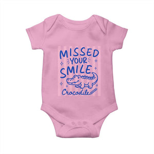 Cute Crocodile Pun Back To School Retro Preppy Baby Onesie Missed Your Smile Crocodile