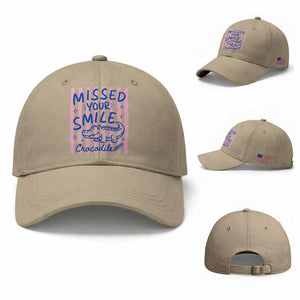 Cute Crocodile Pun Back To School Retro Preppy Baseball Cap Missed Your Smile Crocodile