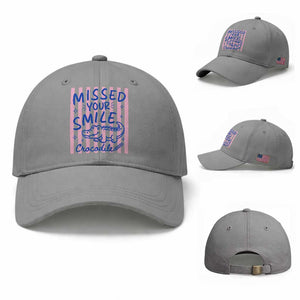 Cute Crocodile Pun Back To School Retro Preppy Baseball Cap Missed Your Smile Crocodile