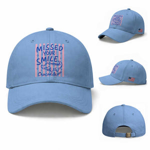 Cute Crocodile Pun Back To School Retro Preppy Baseball Cap Missed Your Smile Crocodile