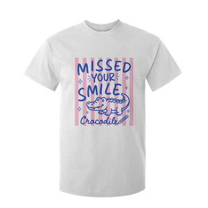 Cute Crocodile Pun Back To School Retro Preppy T Shirt For Kid Missed Your Smile Crocodile