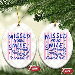 Cute Crocodile Pun Back To School Retro Preppy Ceramic Ornament Missed Your Smile Crocodile