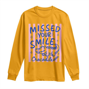 Cute Crocodile Pun Back To School Retro Preppy Long Sleeve Shirt Missed Your Smile Crocodile