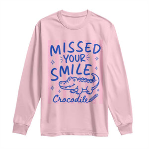 Cute Crocodile Pun Back To School Retro Preppy Long Sleeve Shirt Missed Your Smile Crocodile