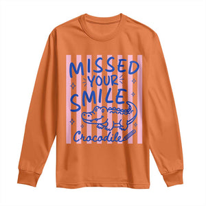 Cute Crocodile Pun Back To School Retro Preppy Long Sleeve Shirt Missed Your Smile Crocodile
