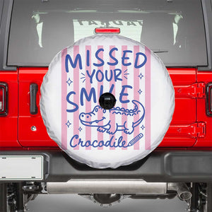 Cute Crocodile Pun Back To School Retro Preppy Spare Tire Cover Missed Your Smile Crocodile