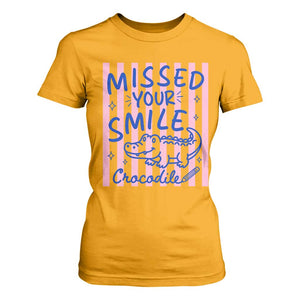 Cute Crocodile Pun Back To School Retro Preppy T Shirt For Women Missed Your Smile Crocodile