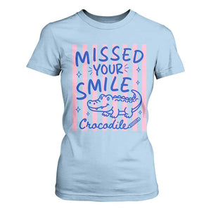 Cute Crocodile Pun Back To School Retro Preppy T Shirt For Women Missed Your Smile Crocodile