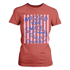 Cute Crocodile Pun Back To School Retro Preppy T Shirt For Women Missed Your Smile Crocodile
