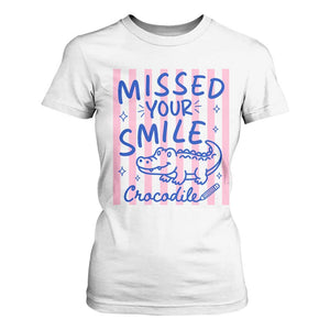 Cute Crocodile Pun Back To School Retro Preppy T Shirt For Women Missed Your Smile Crocodile