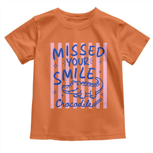 Cute Crocodile Pun Back To School Retro Preppy Toddler T Shirt Missed Your Smile Crocodile