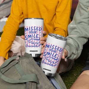 Cute Crocodile Pun Back To School Retro Preppy Tumbler Cup Missed Your Smile Crocodile