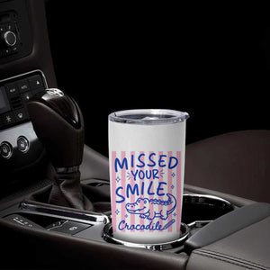 Cute Crocodile Pun Back To School Retro Preppy Tumbler Cup Missed Your Smile Crocodile