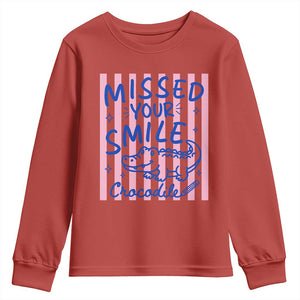 Cute Crocodile Pun Back To School Retro Preppy Youth Sweatshirt Missed Your Smile Crocodile