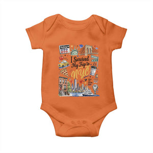 I Survived My Trip To NYC Iconic Symbols Graphic Baby Onesie Funny New York City Travel Humor Vacation Souvernir