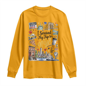 I Survived My Trip To NYC Iconic Symbols Graphic Long Sleeve Shirt Funny New York City Travel Humor Vacation Souvernir