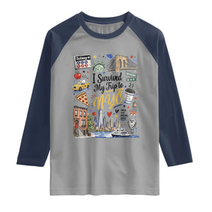 I Survived My Trip To NYC Iconic Symbols Graphic Raglan Shirt Funny New York City Travel Humor Vacation Souvernir