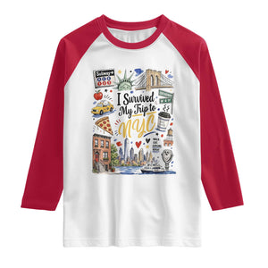 I Survived My Trip To NYC Iconic Symbols Graphic Raglan Shirt Funny New York City Travel Humor Vacation Souvernir