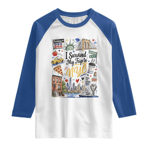 I Survived My Trip To NYC Iconic Symbols Graphic Raglan Shirt Funny New York City Travel Humor Vacation Souvernir
